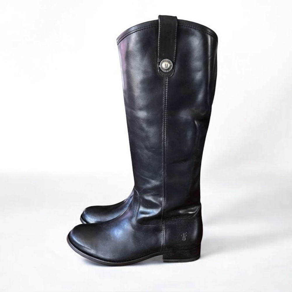 🌻NEW FRYE Melissa Button Equestrian Style Black Leather Boots || Size 5.5